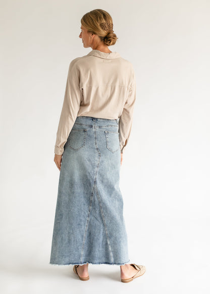 Piper A-line Long Denim Maxi Skirt IC Skirts