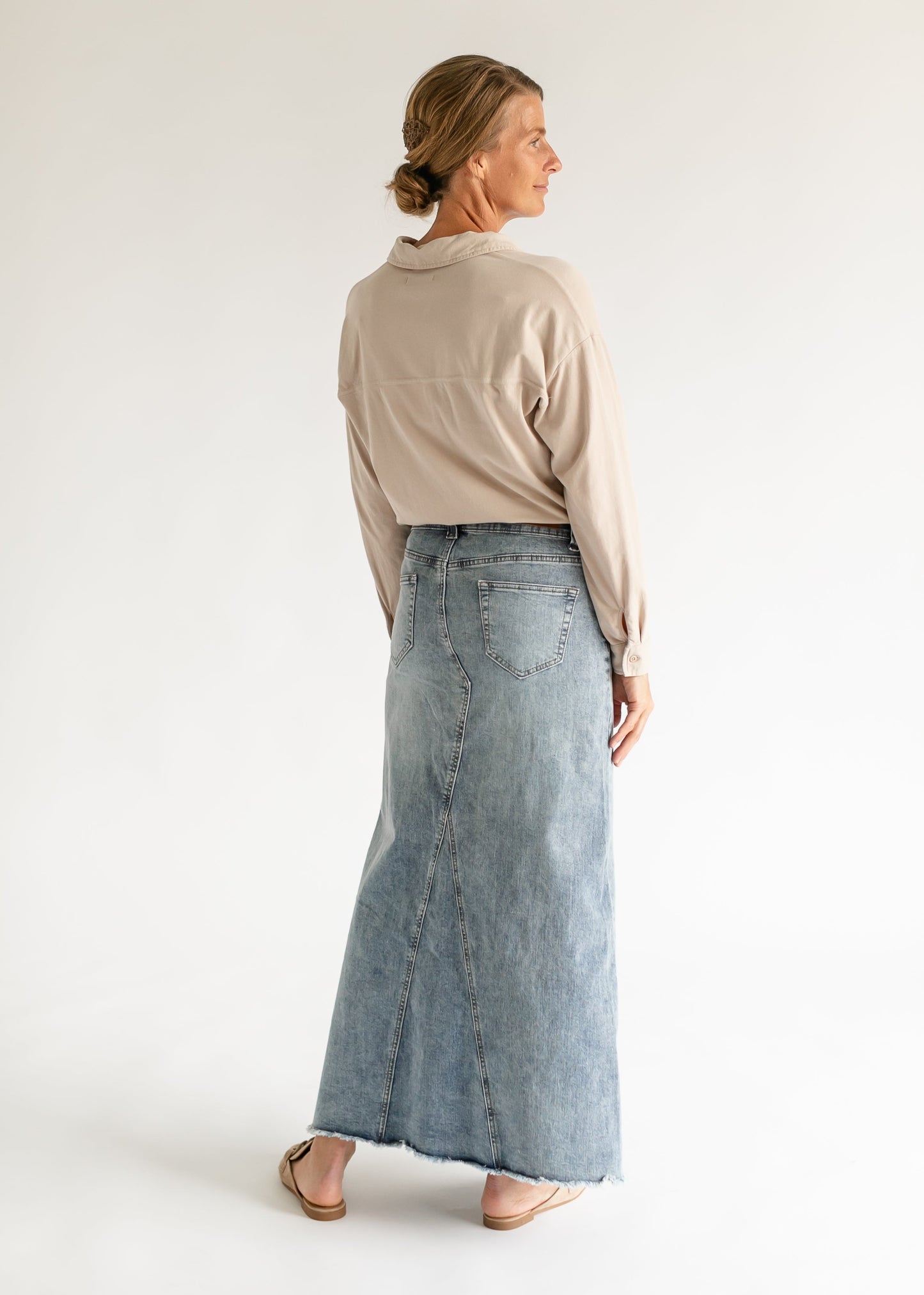 Piper A-line Long Denim Maxi Skirt IC Skirts