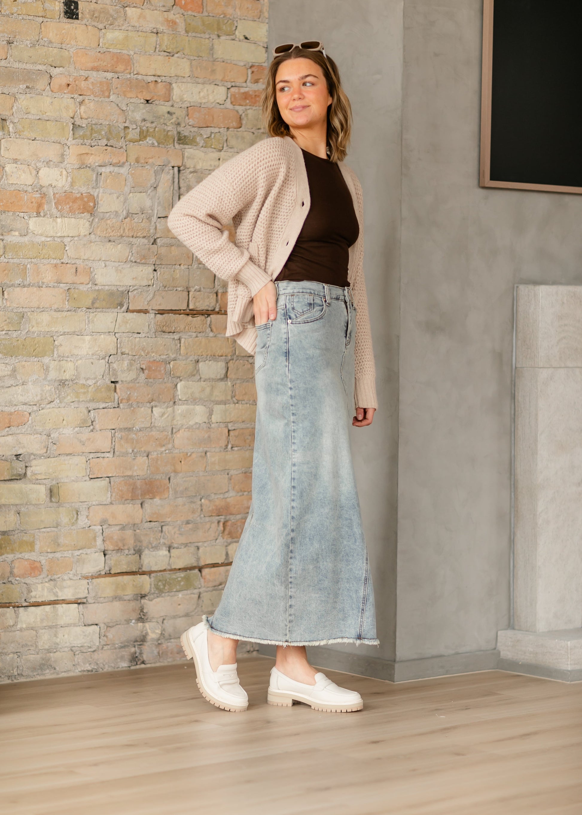 Piper A-line Long Denim Maxi Skirt IC Skirts