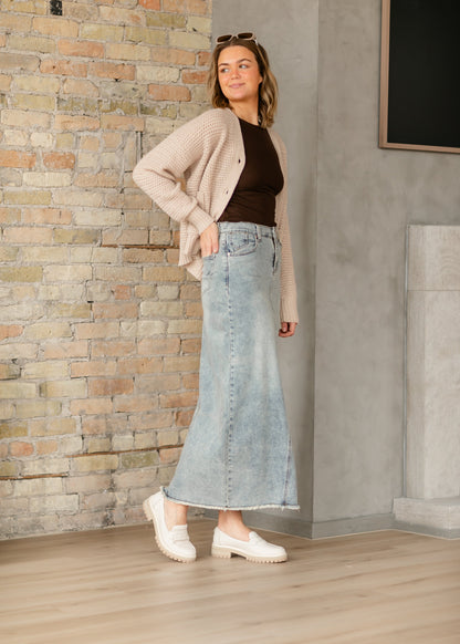 Piper A-line Long Denim Maxi Skirt IC Skirts