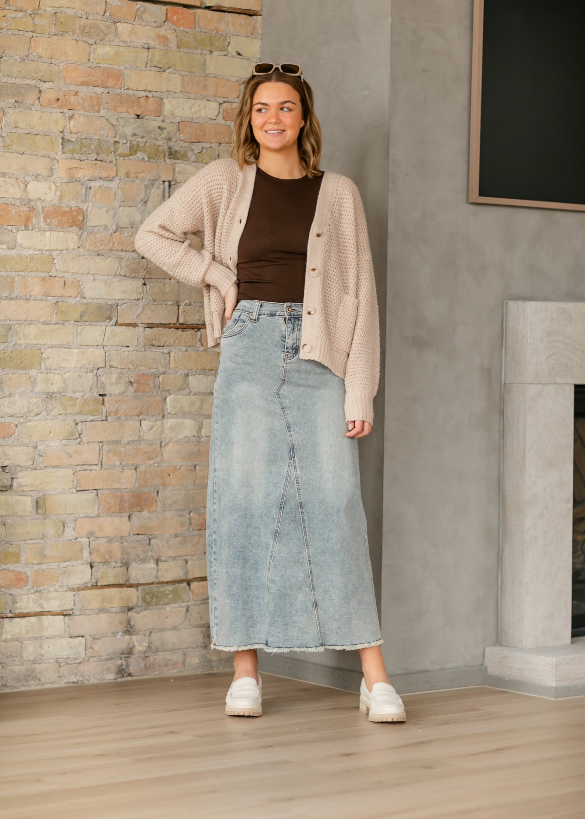 Piper A-line Long Denim Maxi Skirt IC Skirts