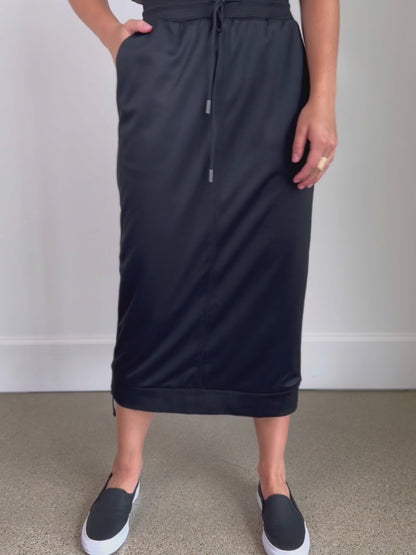 Bradi Black Side Zipper Midi Skirt - FINAL SALE