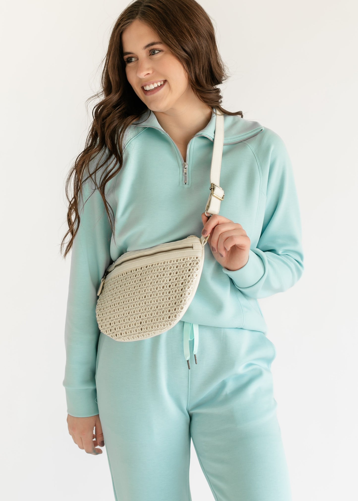 Quarter Zip Soft Modal Lounge Pullover Sweatshirt FF Tops