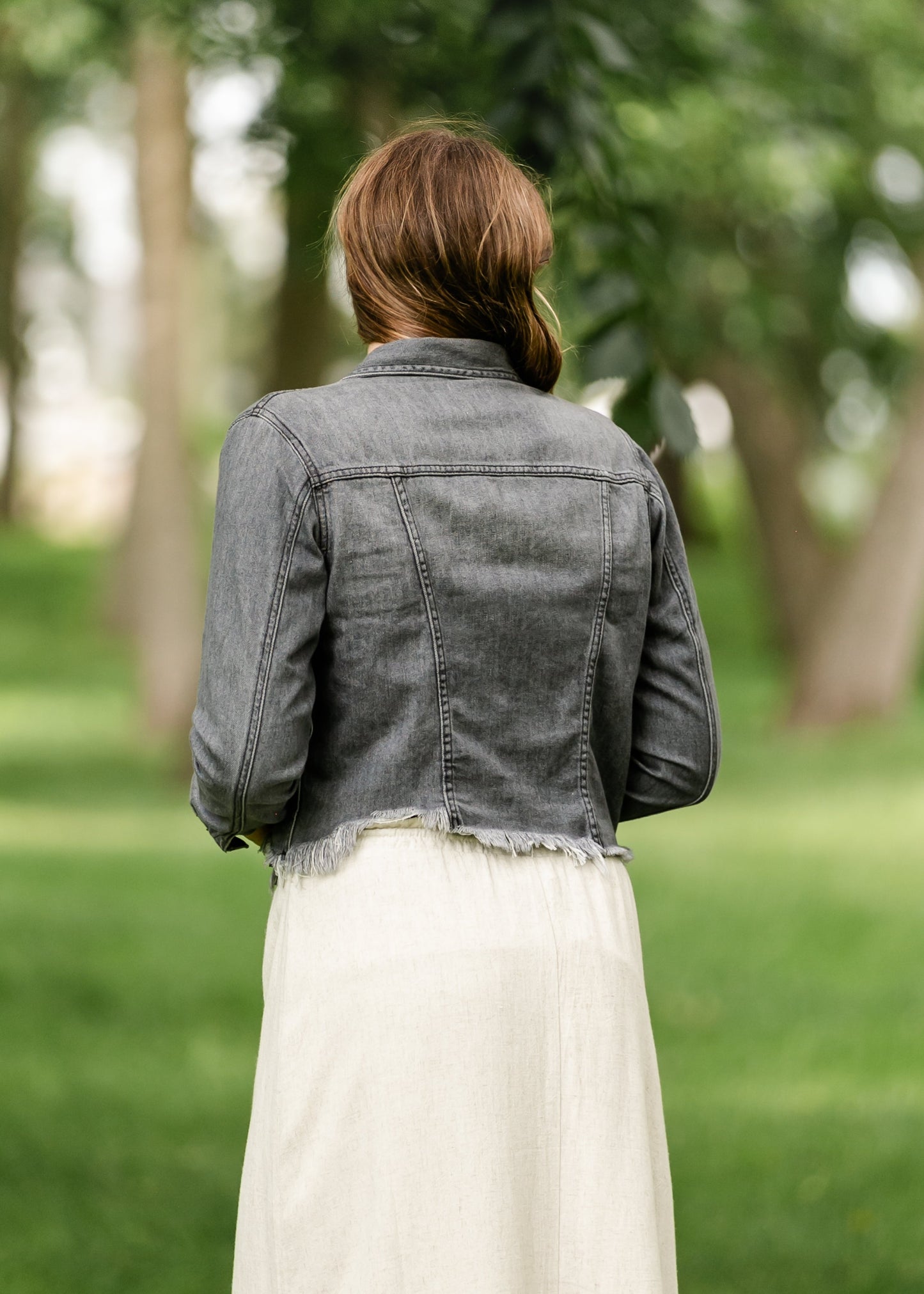 Rebel Gray Frayed Denim Jacket - FINAL SALE FF Tops