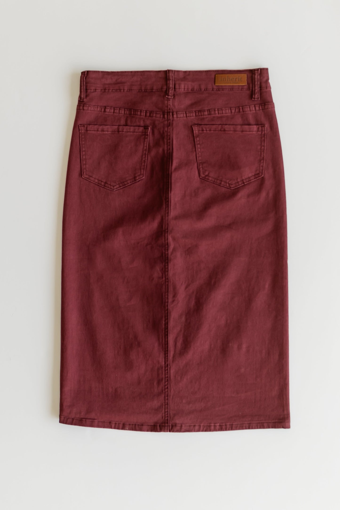 Remi Burgundy Denim Midi Skirt IC Skirts