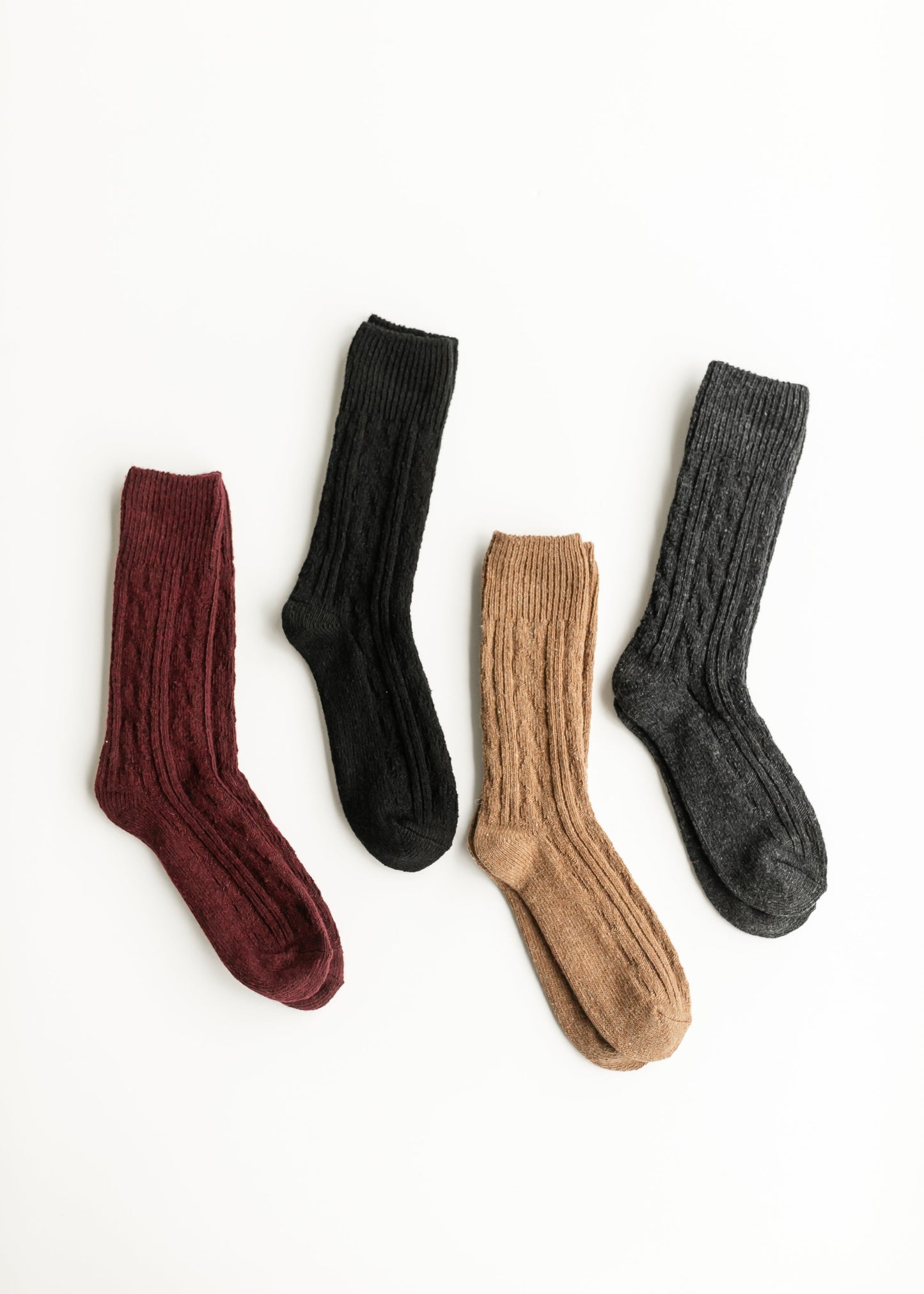 Rib Knitted Wool Blend Crew Socks Accessories