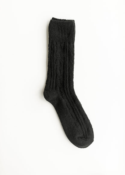 Rib Knitted Wool Blend Crew Socks Accessories Black