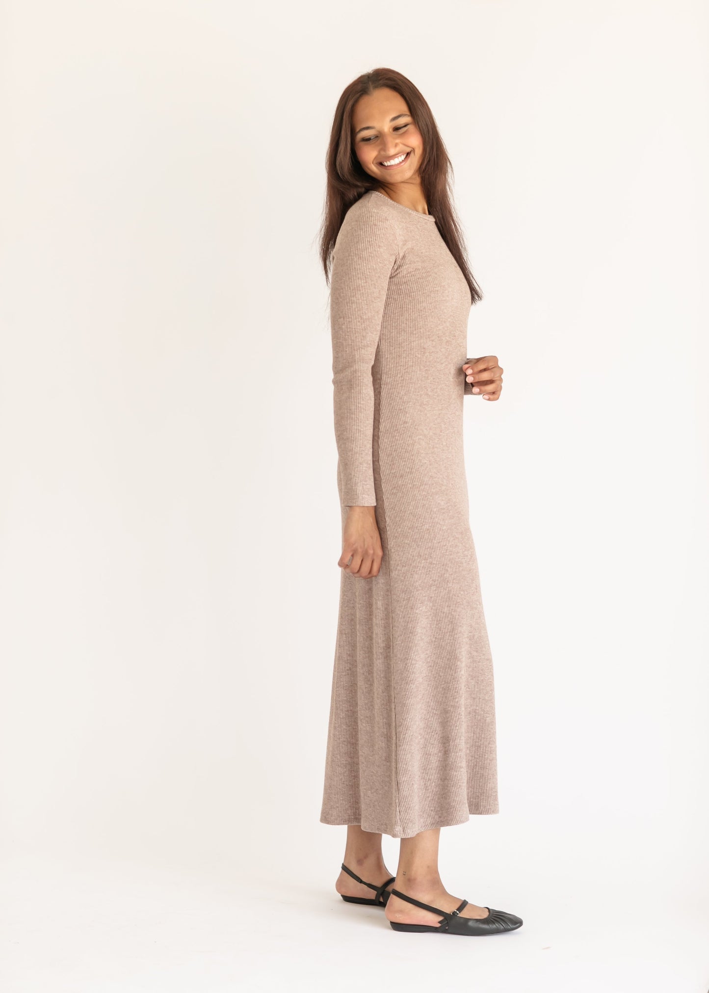 Ribbed Soft Knit Long Sleeve Dress FF Dresses