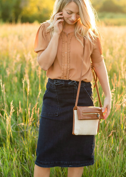 Ruffle Button Up Puff Sleeve Blouse - FINAL SALE FF Tops