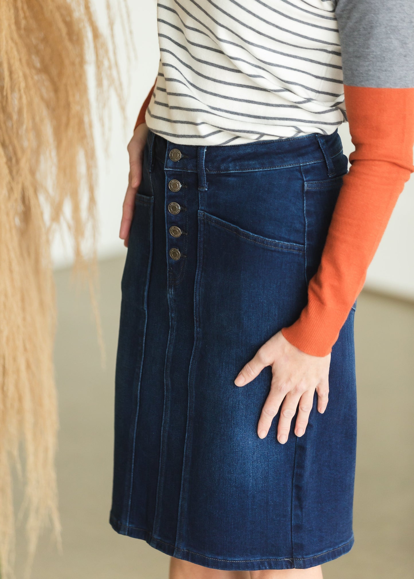 Rust Sleeve Striped Raglan Top Tops