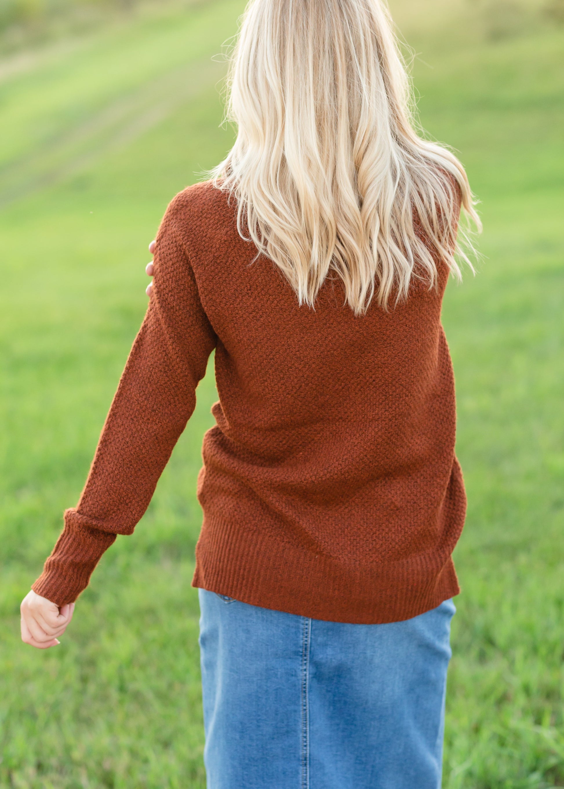 Rust Slouchy Cowl Neck Sweater Tops