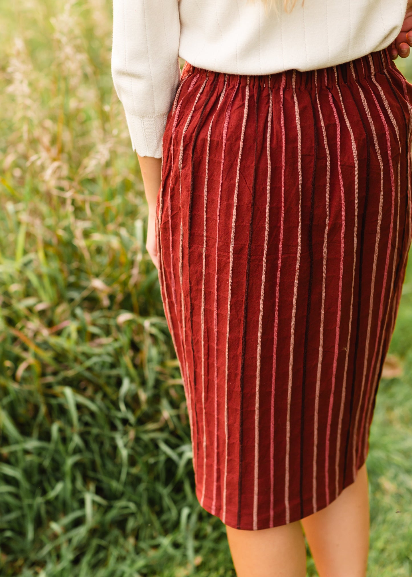 Rust Striped Midi Skirt - FINAL SALE Skirts