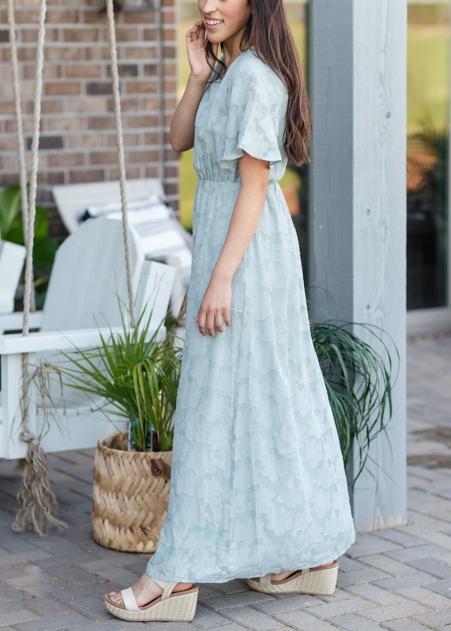 Sage Floral Textured Maxi Dress - FINAL SALE Dresses