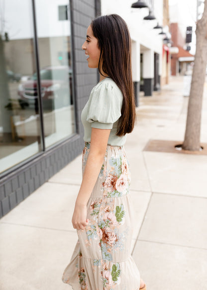 Sage Puff Sleeve Top Tops