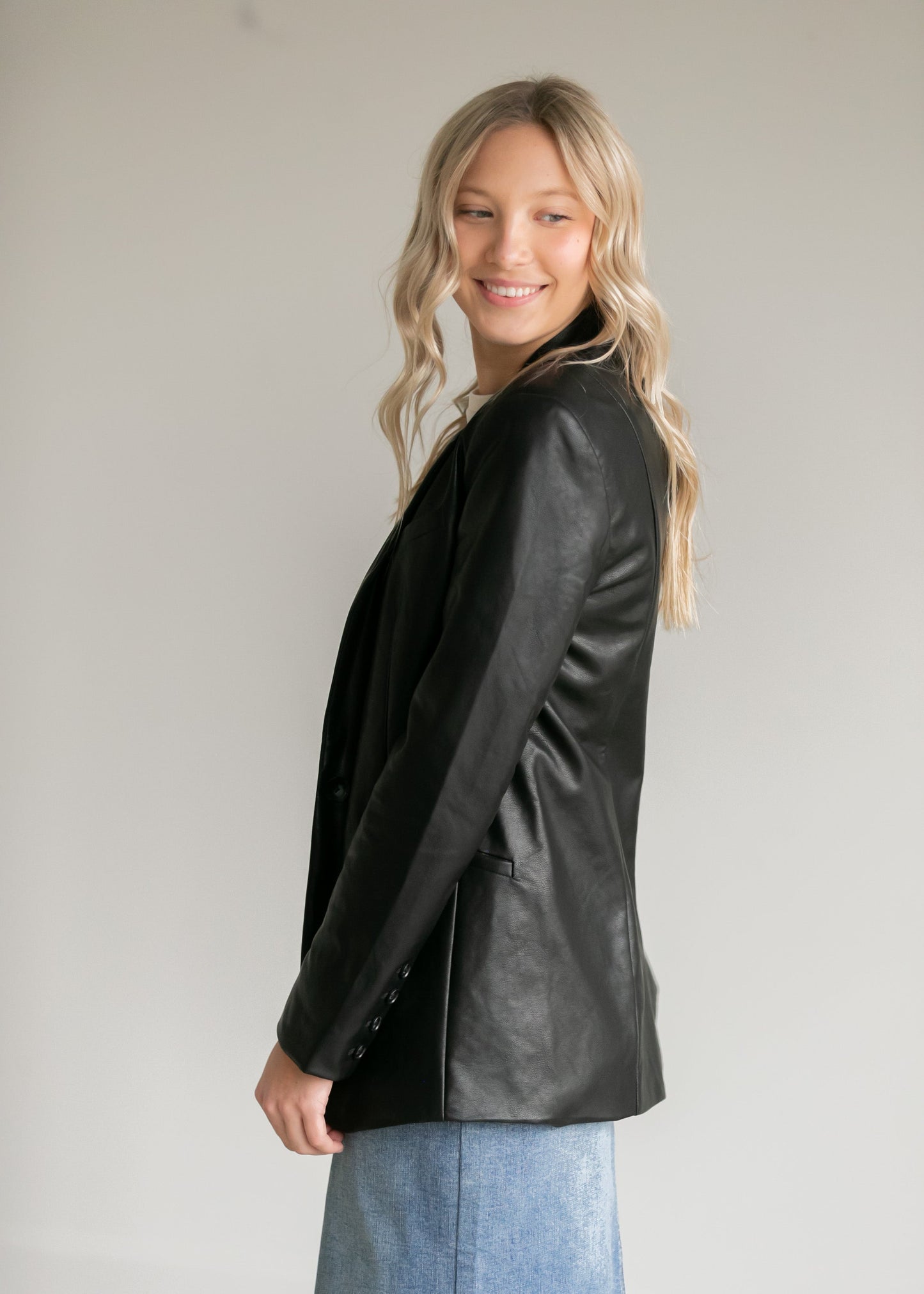 Sandelle Faux Leather Blazer - FINAL SALE FF Tops