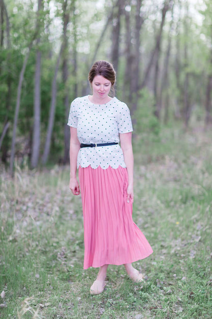 Scallop Hem Polka Dot Top Tops