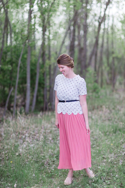 Scallop Hem Polka Dot Top Tops