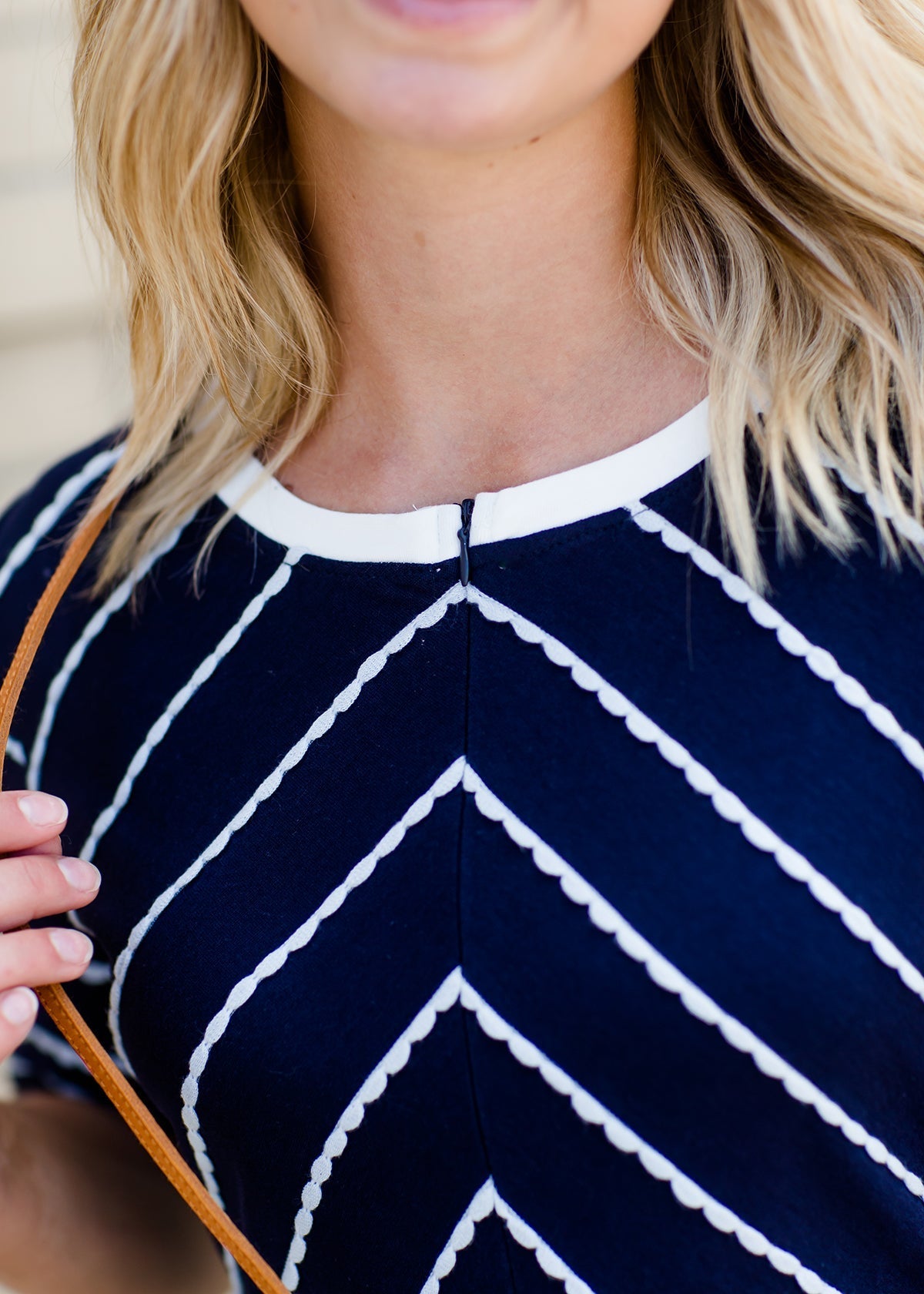 Scalloped Lace Navy Midi Dress FF Dresses