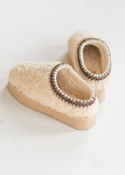 Selena Faux Shearling Platform Slippers Shoes