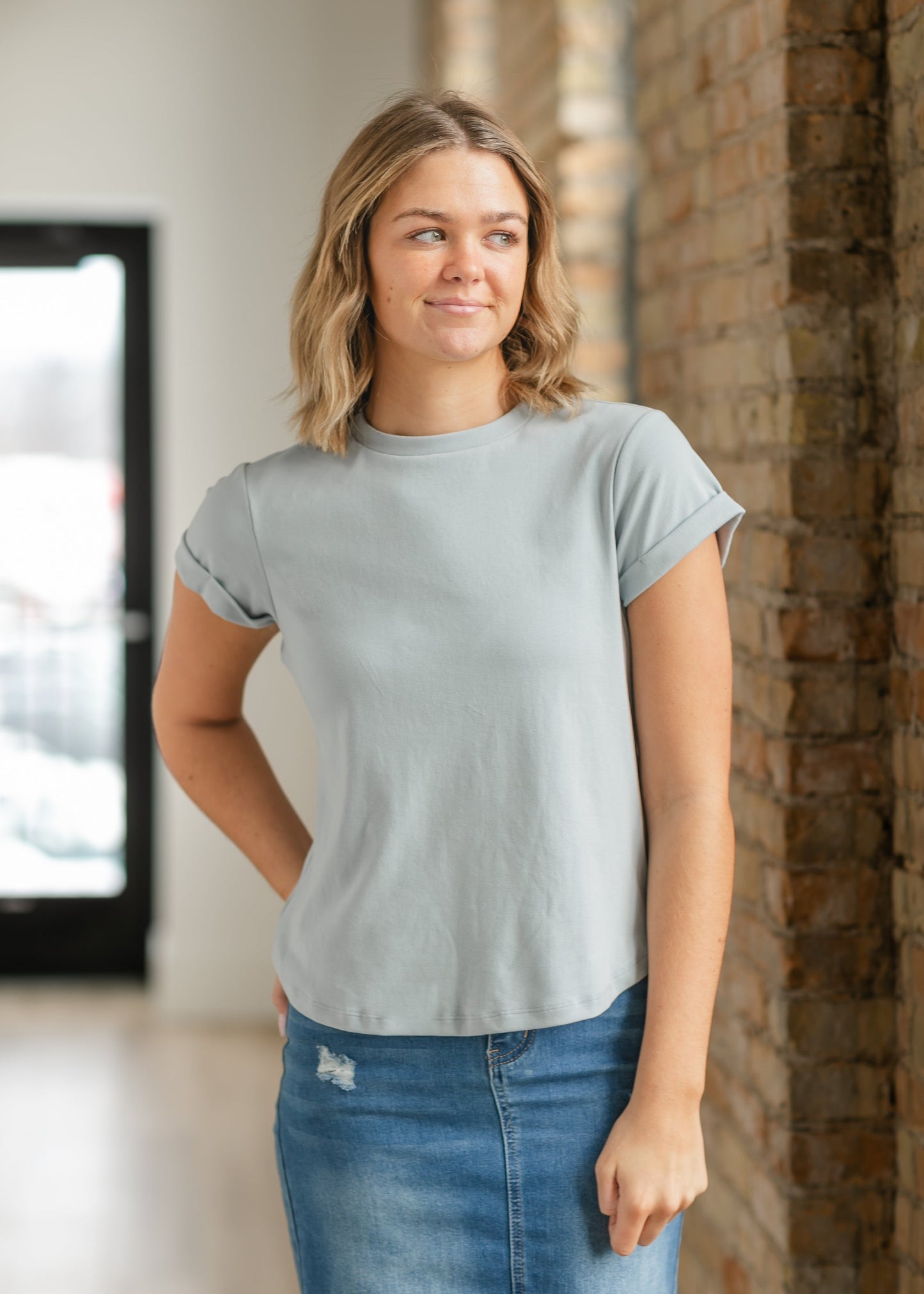 Short Sleeve Essential Basic Tee IC Tops Light Blue / XS