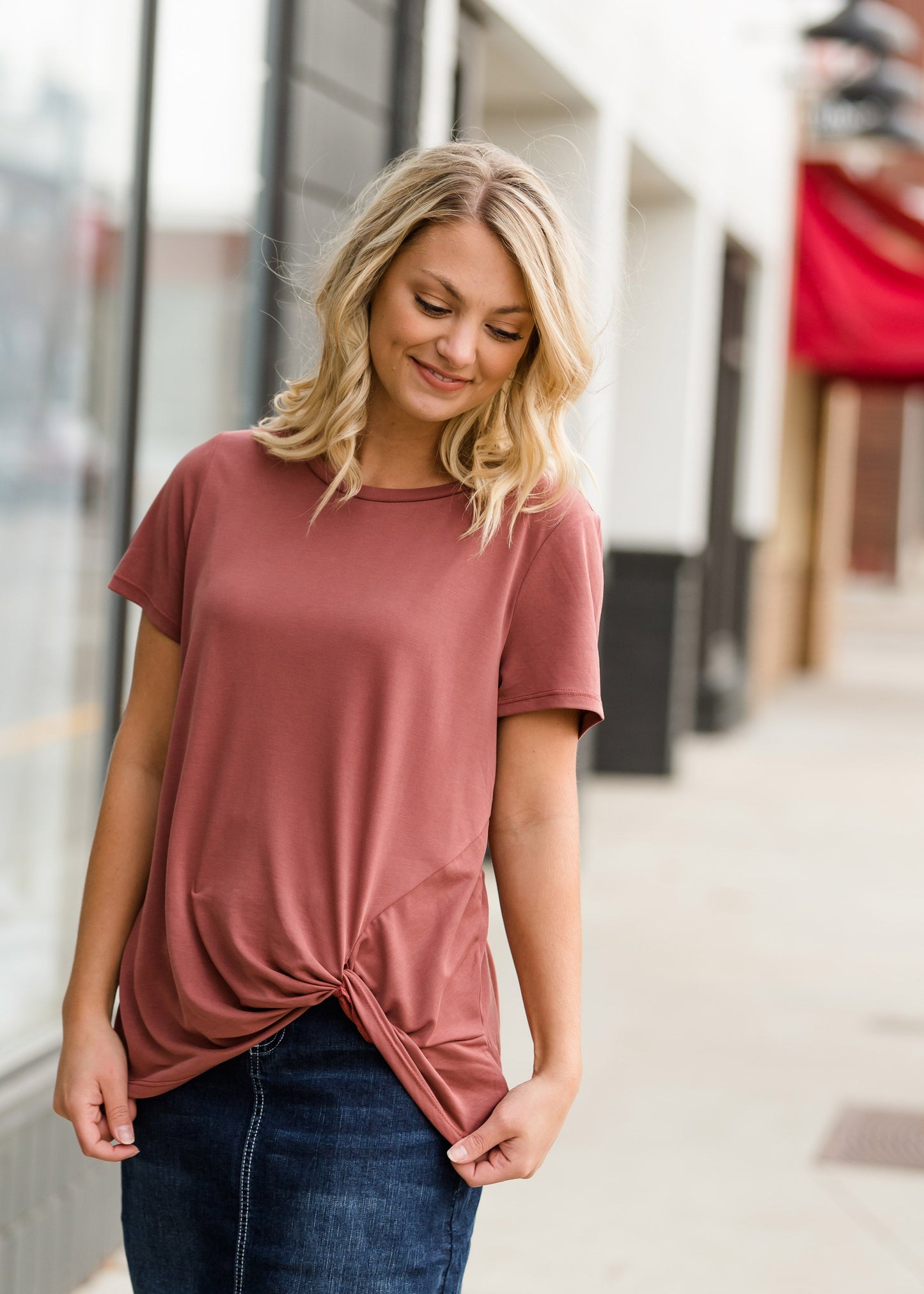 Short Sleeve Front Knot Top - FINAL SALE Tops