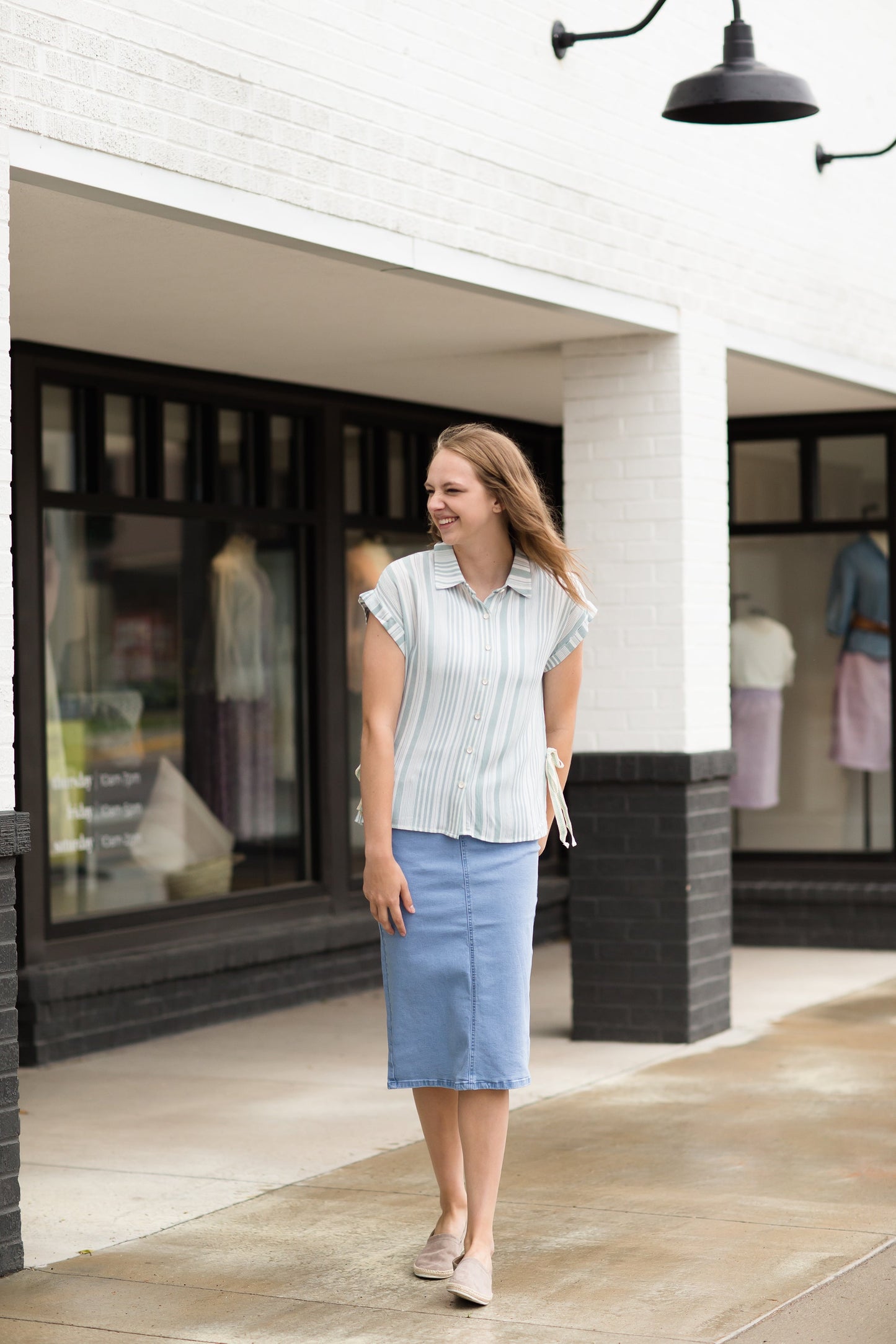 Side Tie Striped Button Up Top - FINAL SALE Tops