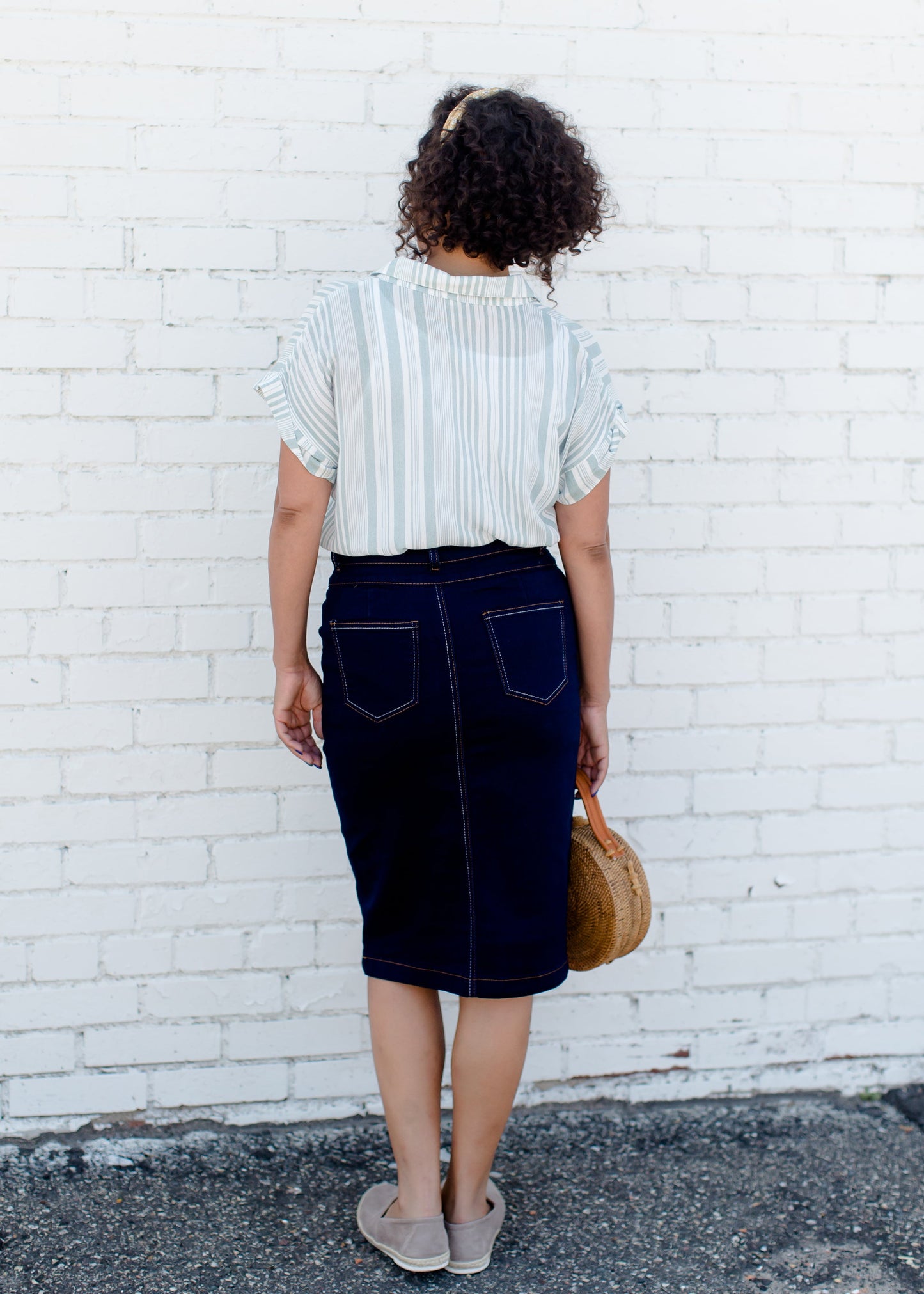 Side Tie Striped Button Up Top - FINAL SALE Tops