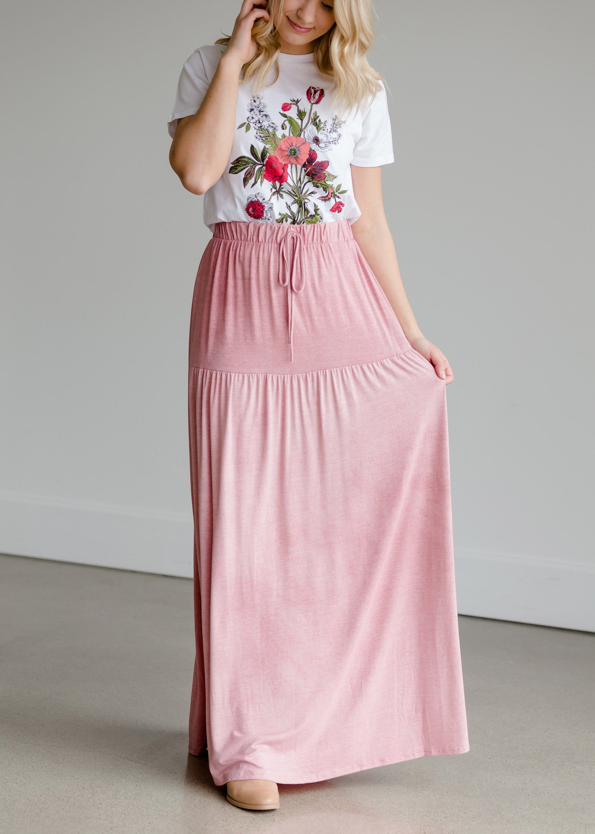 Single Tier Mauve Maxi Skirt Skirts