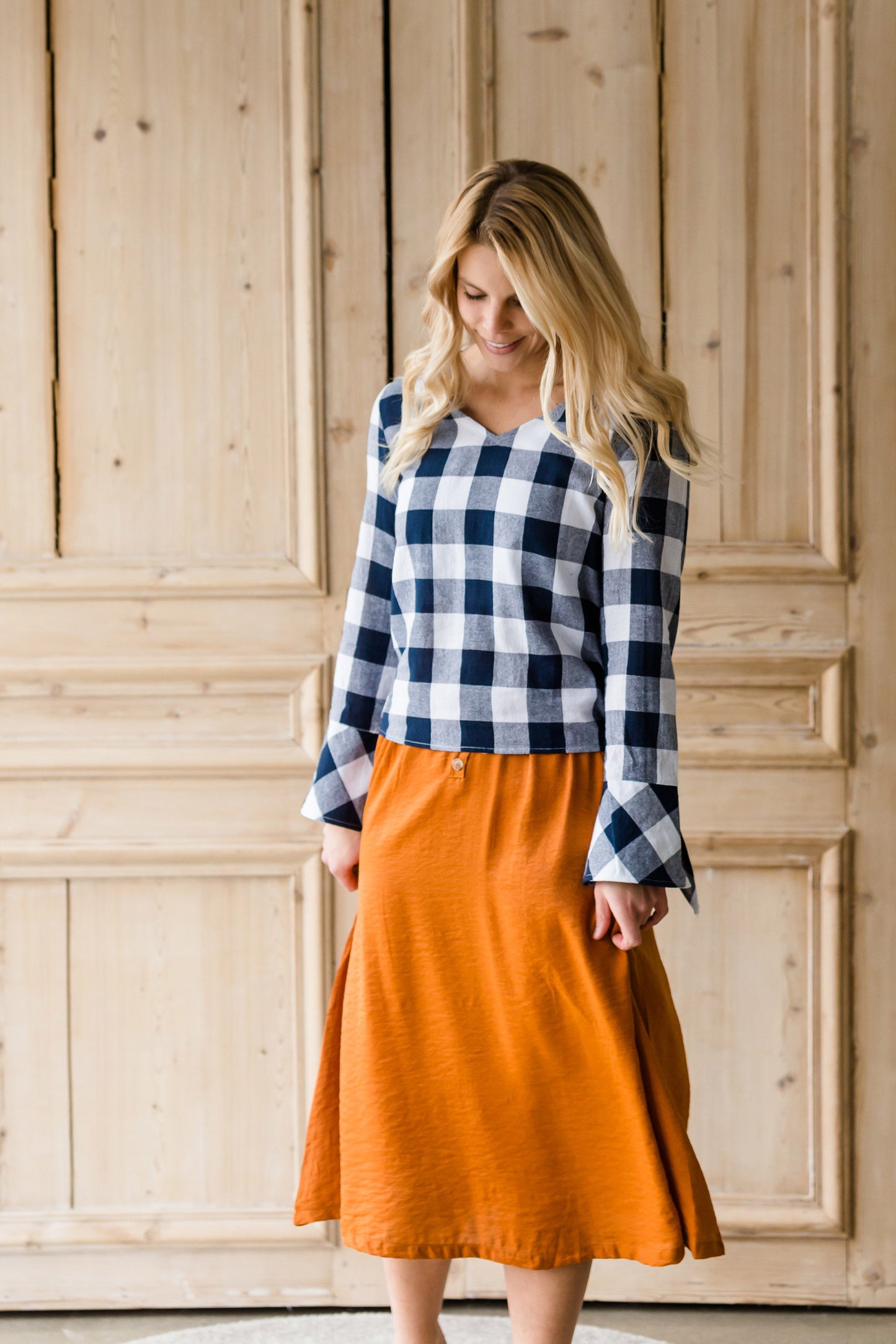 Smock Waist Button Up Midi Skirt - FINAL SALE Skirts