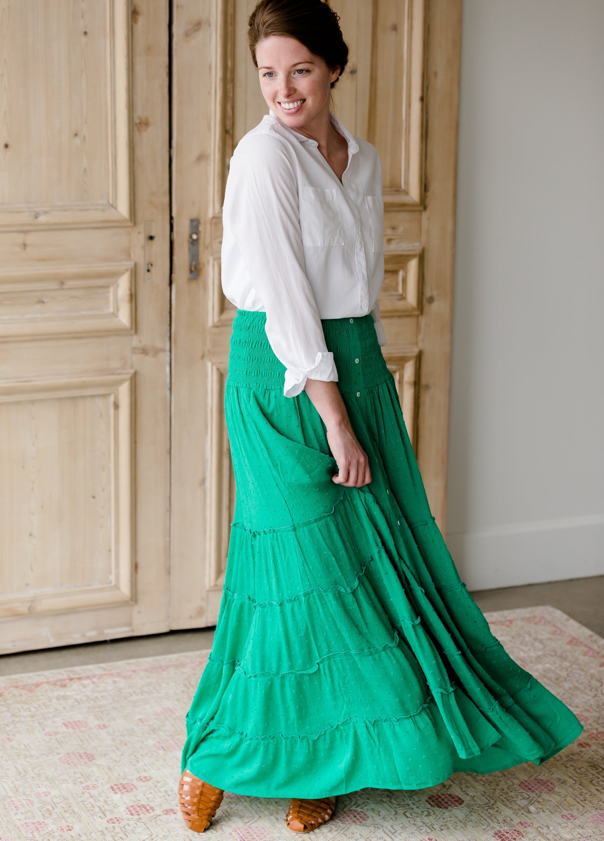 Smocked Button Tiered Maxi Skirt - FINAL SALE Skirts