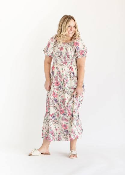 Smocked Floral Maxi Dress FF Dresses