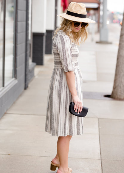 Smocked Striped Midi Dress - FINAL SALE Dresses