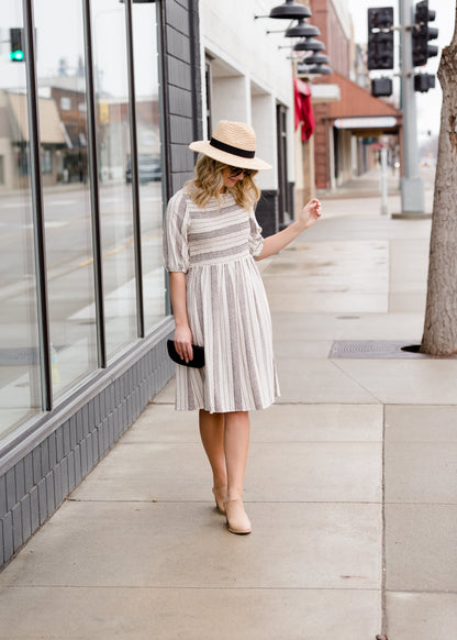 Smocked Striped Midi Dress - FINAL SALE Dresses