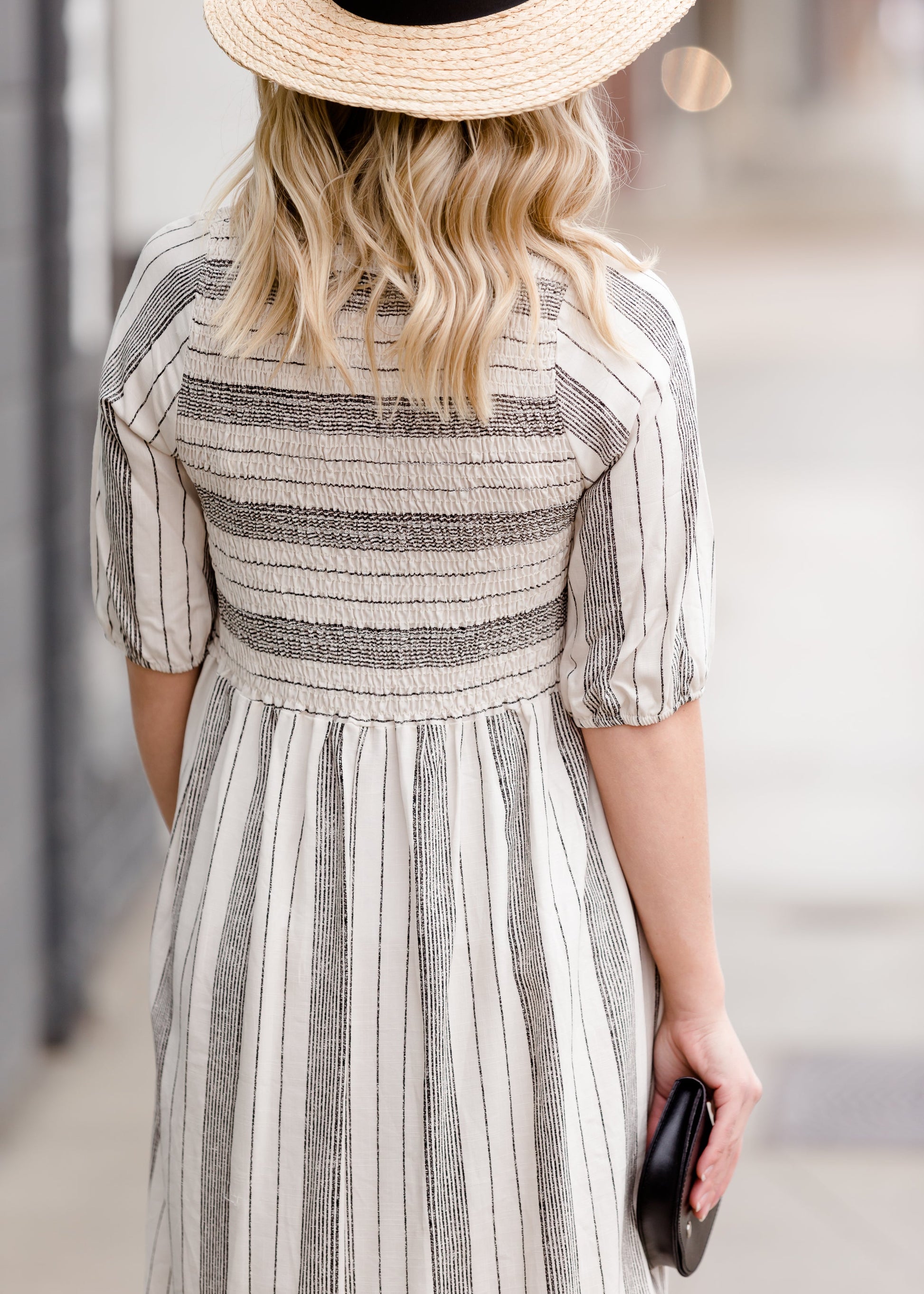 Smocked Striped Midi Dress - FINAL SALE Dresses