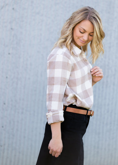 Soft Brushed Flannel Button Up Top - FINAL SALE Tops