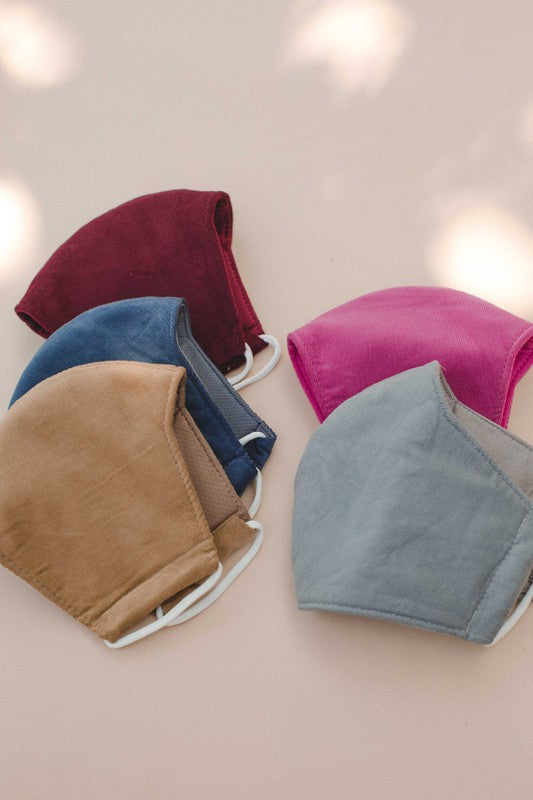 Soft Cotton Reusable Corduroy Face Mask - FINAL SALE Accessories