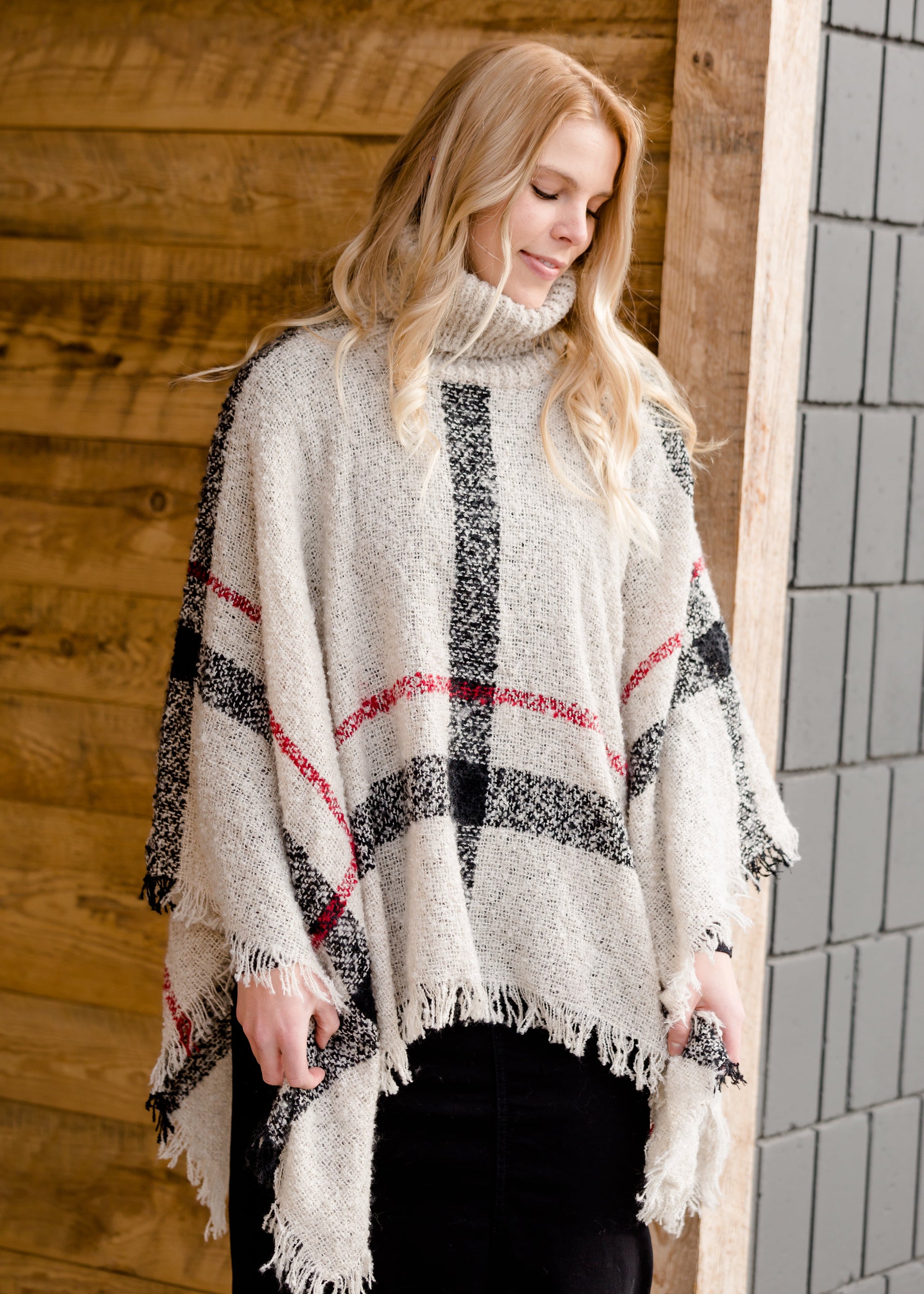 Soft Plaid Print Poncho - FINAL SALE Layering Essentials