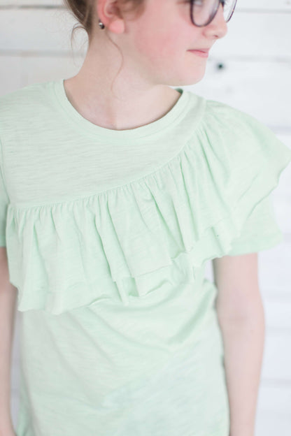 Solid Ruffle Tee - FINAL SALE Tops