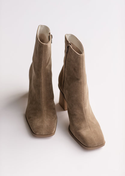 Square Toe Dark Taupe Ankle Boot Shoes