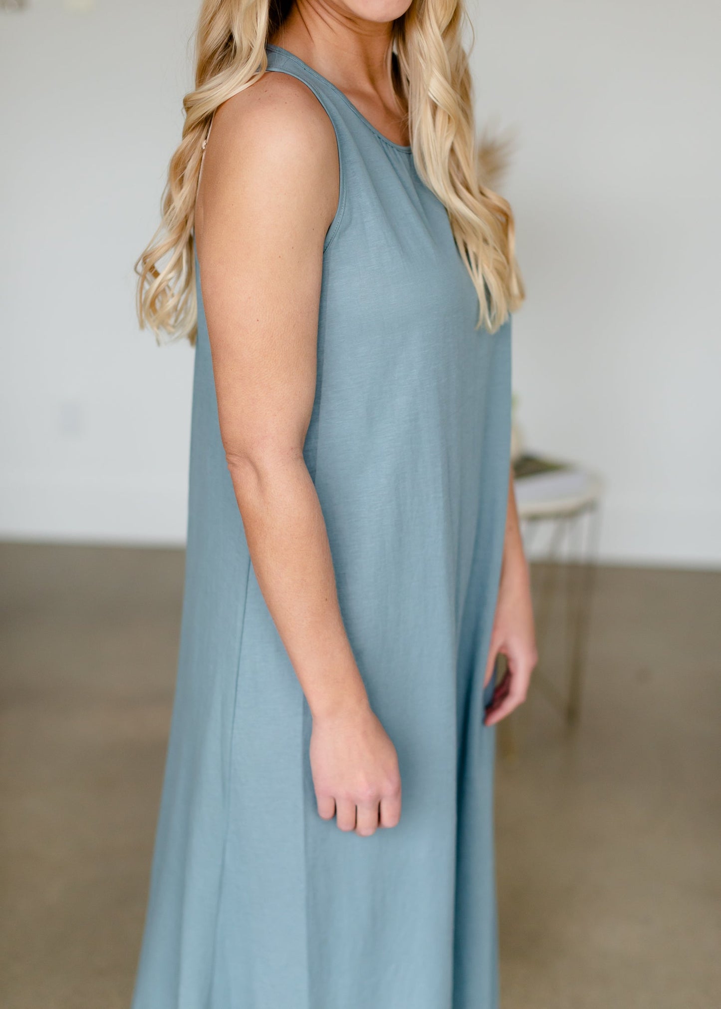 Steel Blue Sleeveless Maxi Dress Dresses