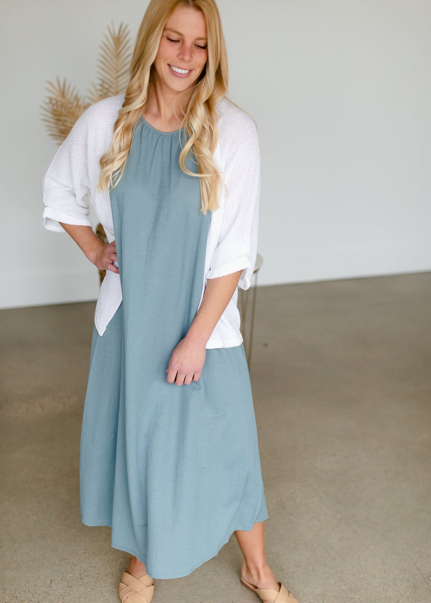 Steel Blue Sleeveless Maxi Dress Dresses