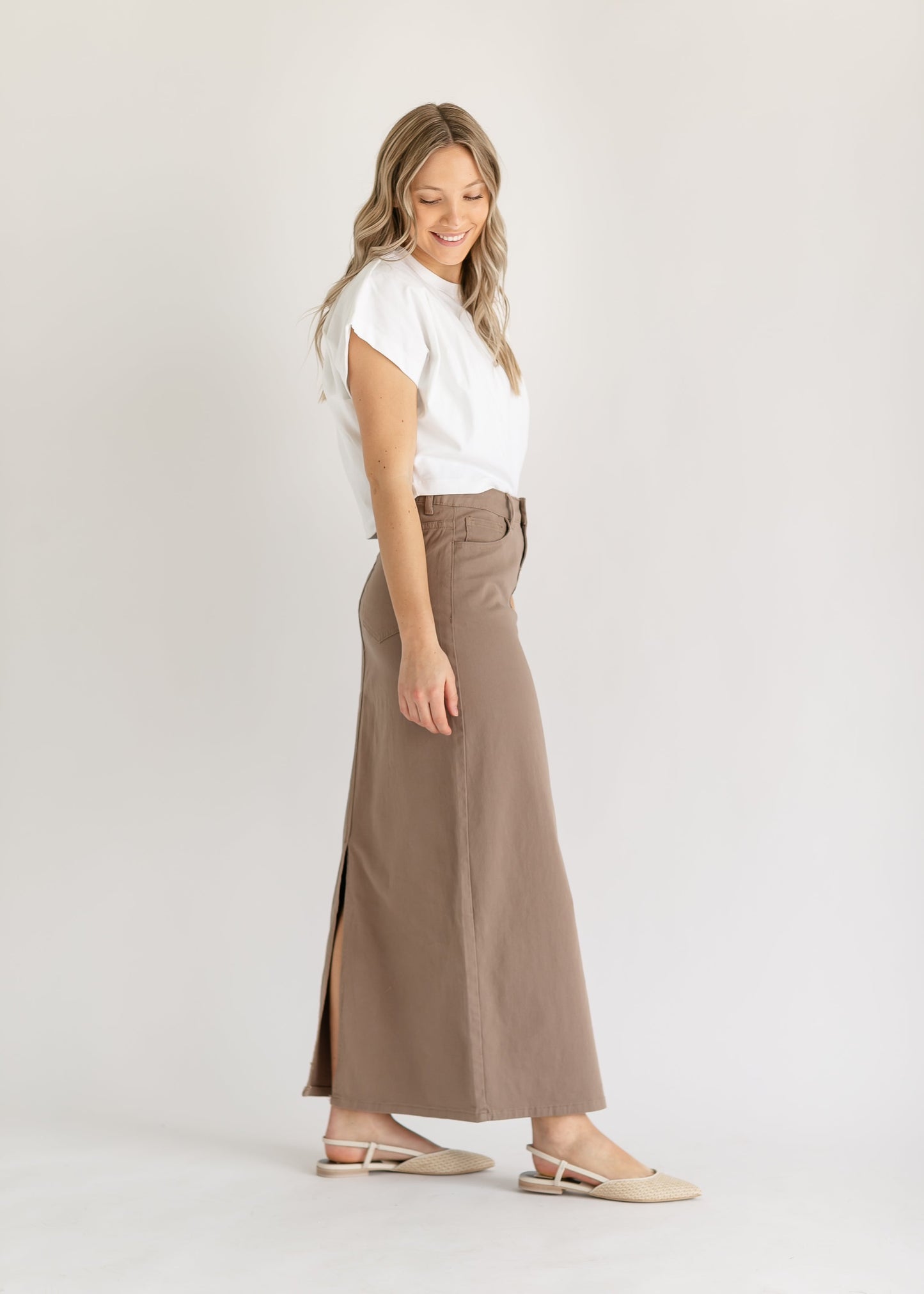 Stella Desert Taupe Long Denim Skirt IC Skirts