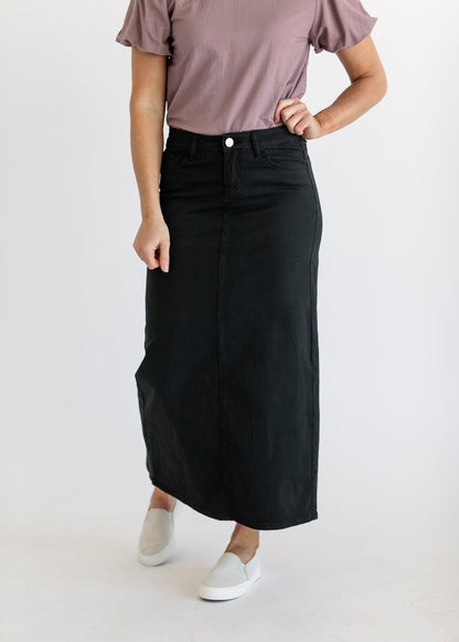 Stella Jet Black Denim Maxi Skirt IC Skirts