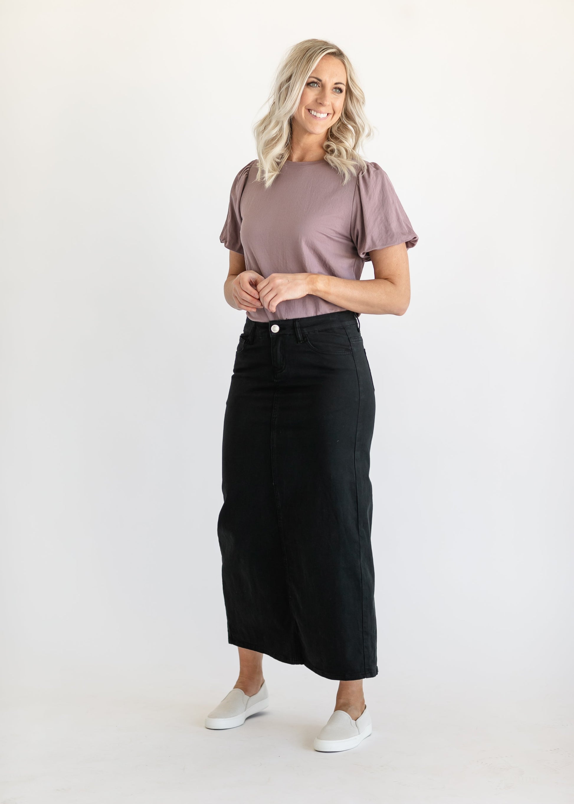 Stella Jet Black Denim Maxi Skirt IC Skirts