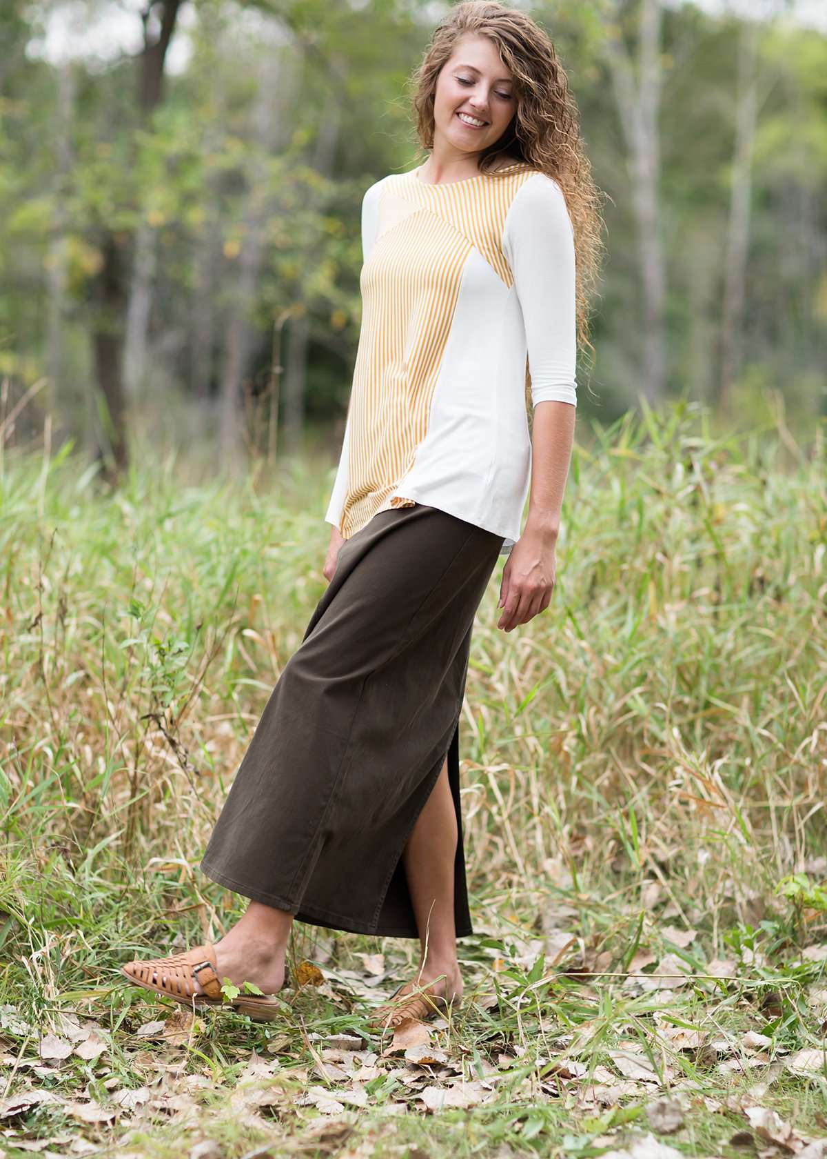 Stella Olive Long Denim Skirt - FINAL SALE Skirts Olive / 4