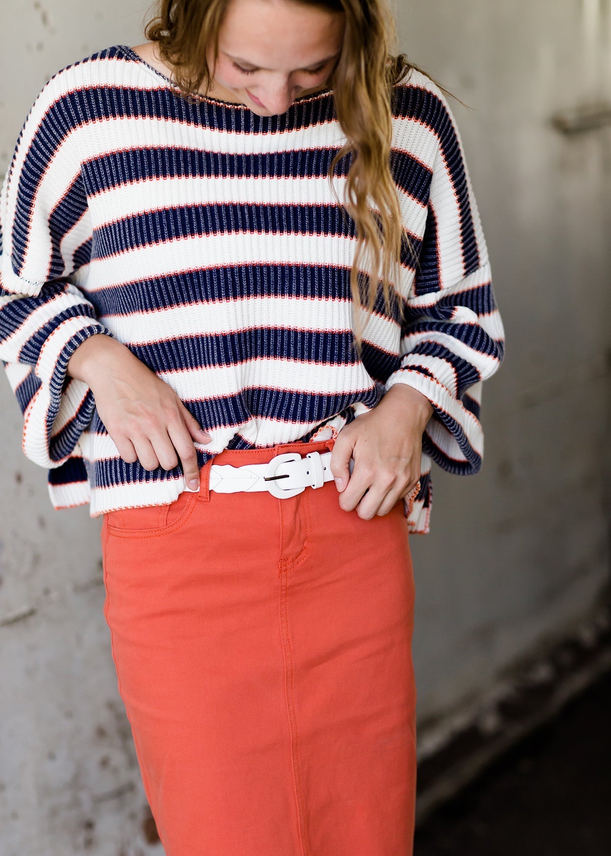 Stone Wash Striped Boxy Sweater - FINAL SALE Tops