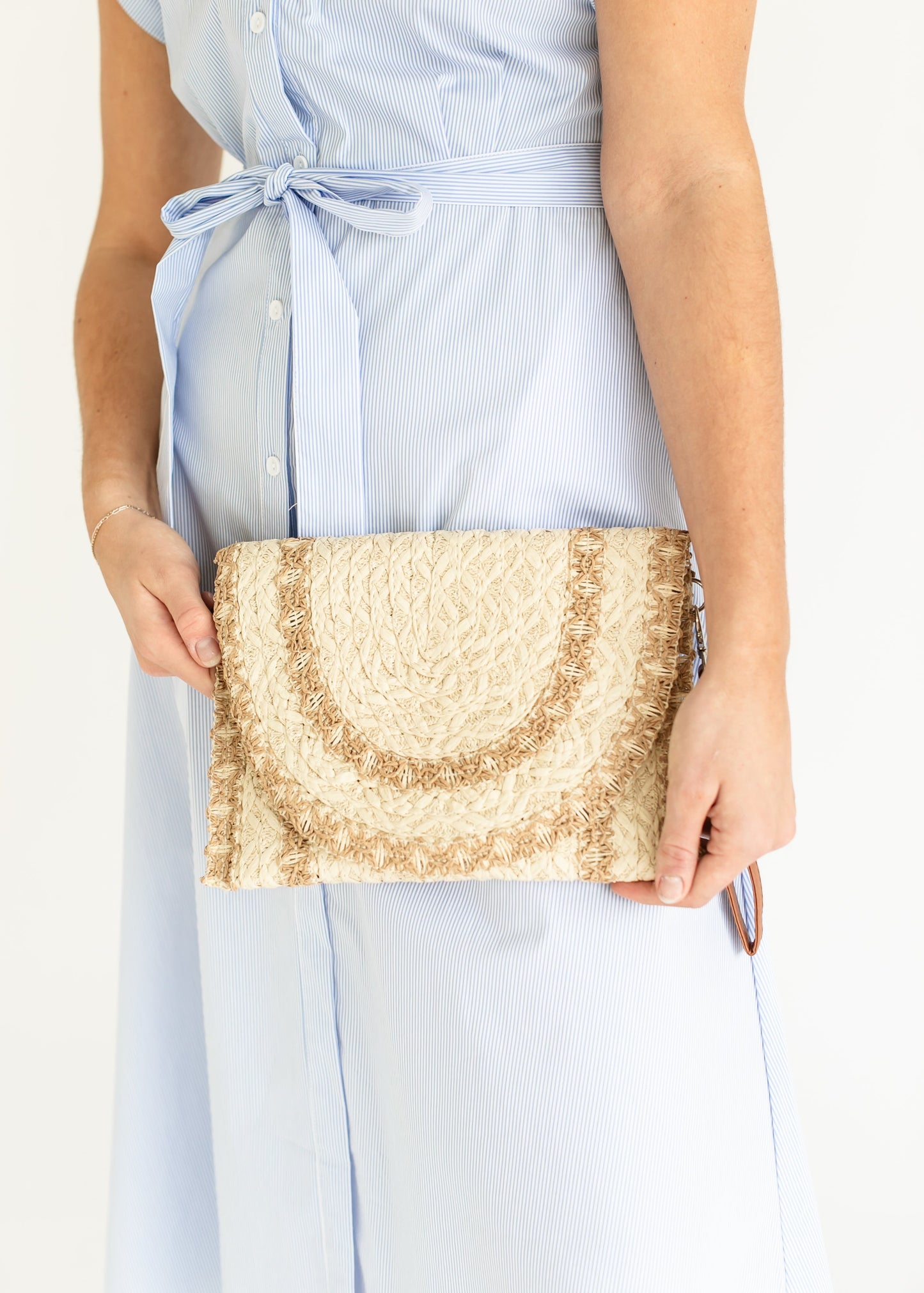 Straw Stitched Natural Clutch Bag Accessory