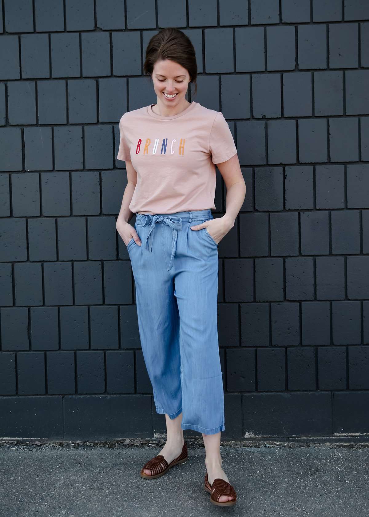 Stretch Self Tie Denim Culottes-FINAL SALE Layering Essentials