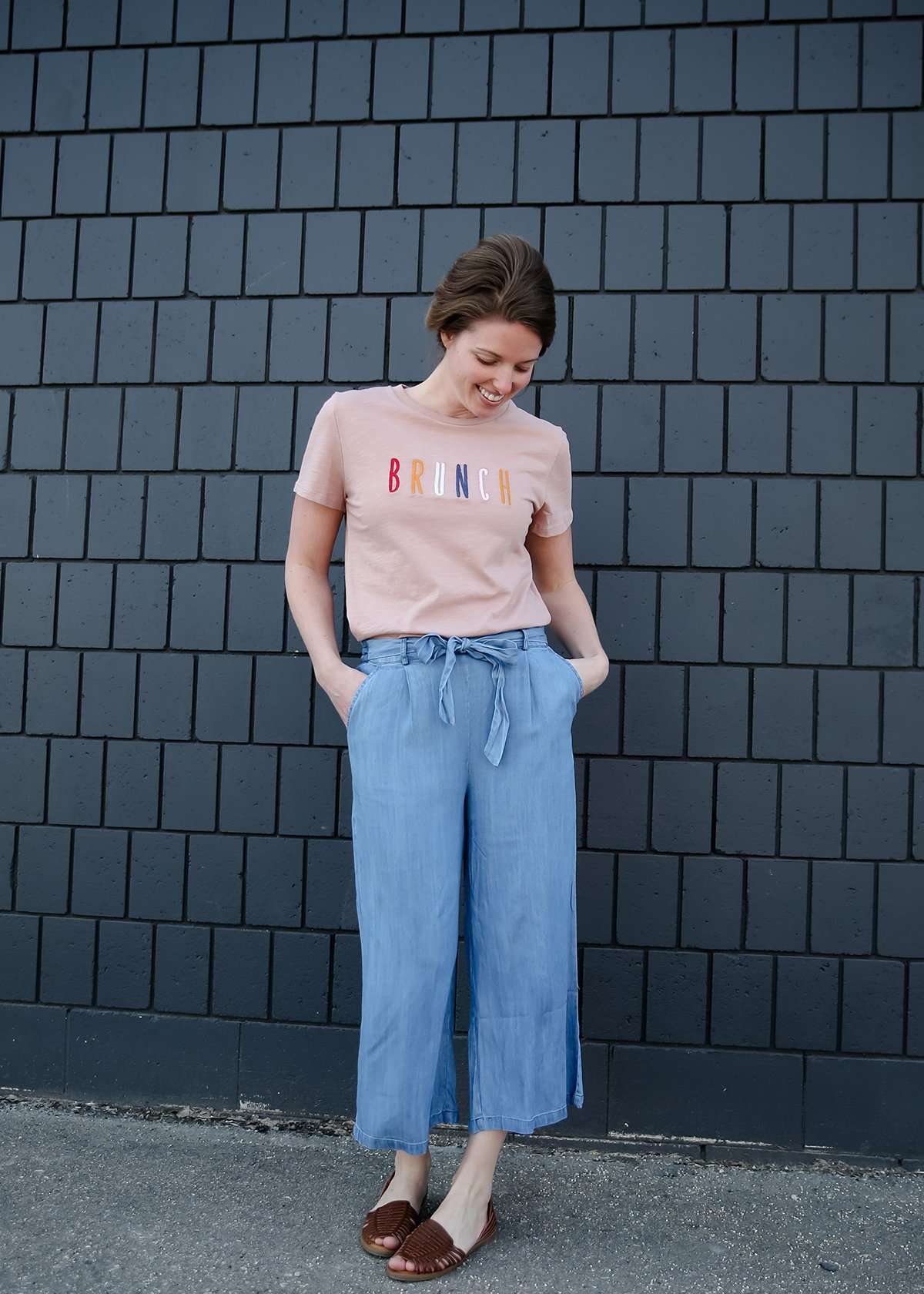 Stretch Self Tie Denim Culottes-FINAL SALE Layering Essentials