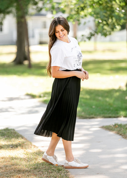 Stretch Waist Pleated Midi Skirt FF Skirts